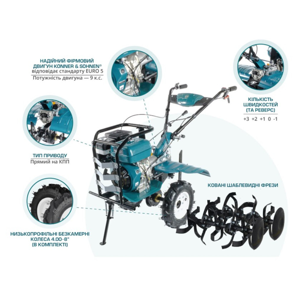 Бензиновый культиватор Konner&Sohnen KS 9HP-1350G-3 (400)