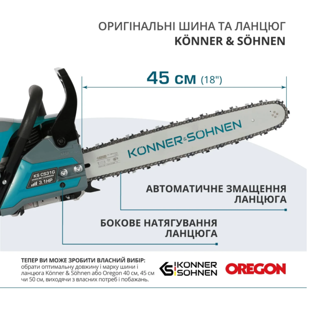 Бензинова пила Konner&Sohnen  KS CS31G-18
