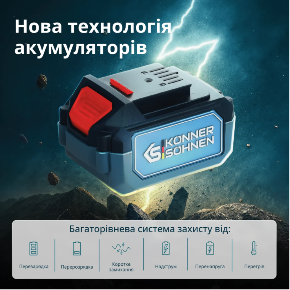 Акумуляторний секатор Konner&Sohnen з АКБ та ЗП KS CPS20V-32 Case