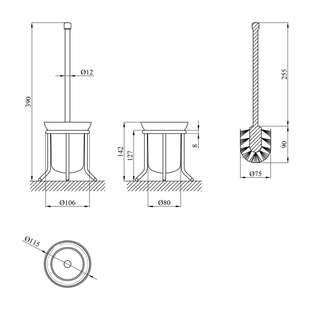 Ершик для унитаза Kroner напольный KRM Rizze - ACG323 CV022911