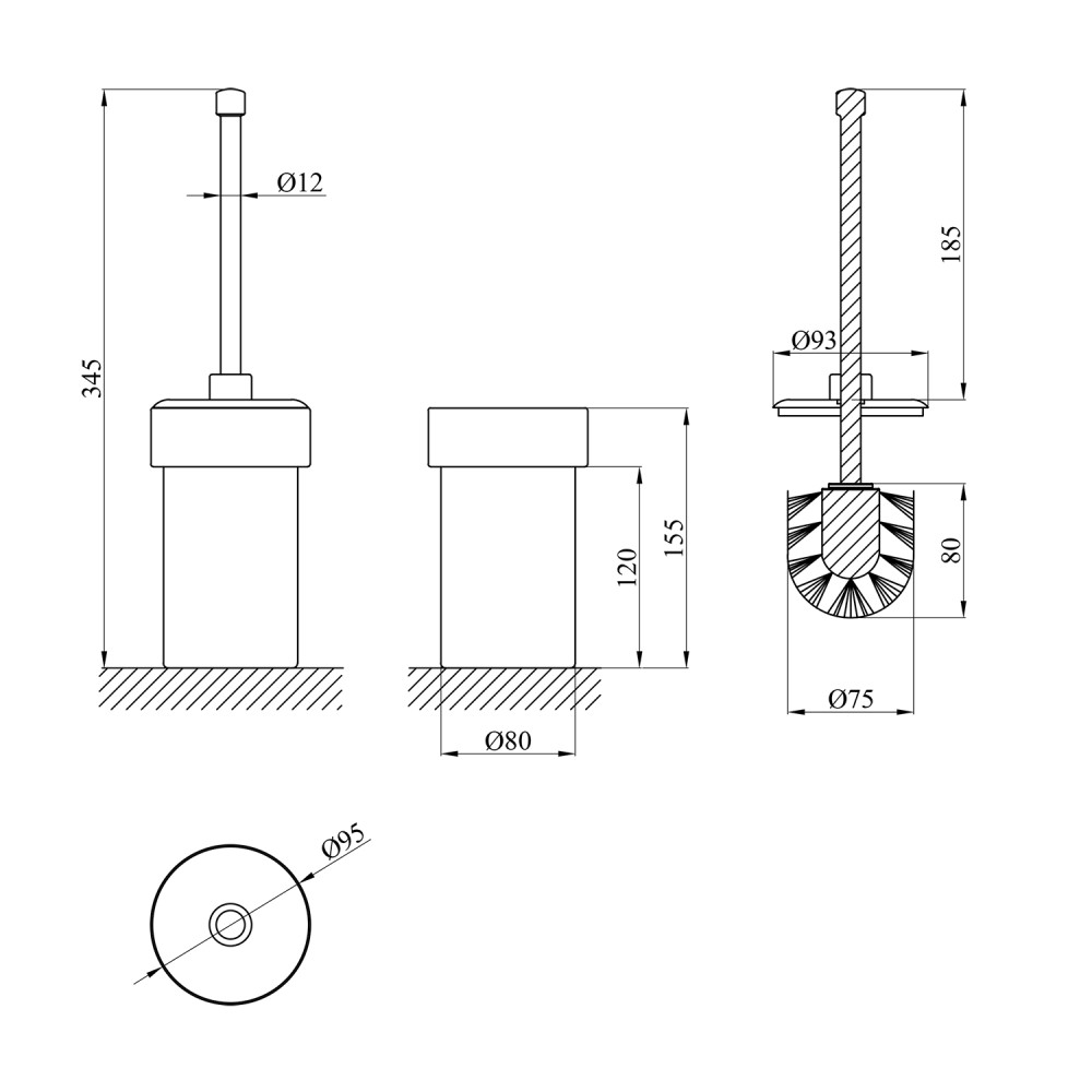 Ершик для унитаза Kroner напольный KRM Rizze - ACG323-1 CV022912