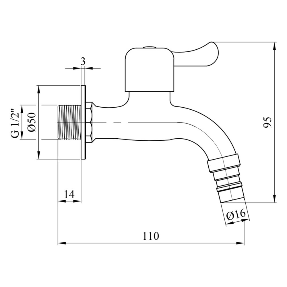 Кран для полива Kroner KRP Edelstahl Klassisch - ESG099 1/2'' УР (CV022964)