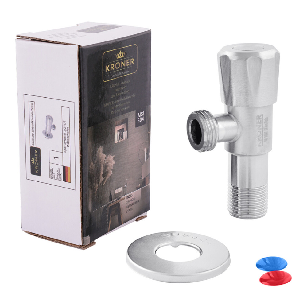 Кран приборный Kroner KRP Edelstahl Klassisch - ESG101 1/2"х1/2" НН (CV022974)