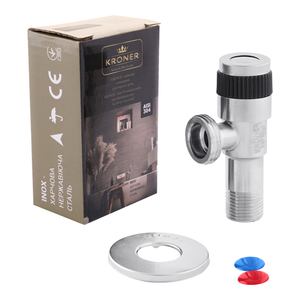 Кран приборный Kroner KRP Edelstahl Klassisch - ESG102 1/2"х3/4" НН (CV022975)