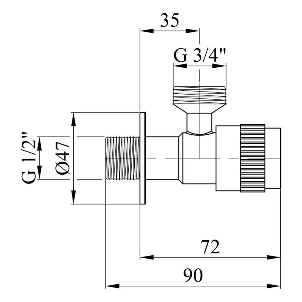 Кран приборный Kroner KRP Edelstahl Klassisch - ESG102 1/2"х3/4" НН (CV022975)