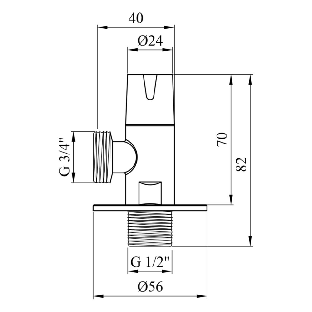 Кран приборный Kroner KRP Eckventil C302 1/2"х3/4" ЗЗ (CV027382)