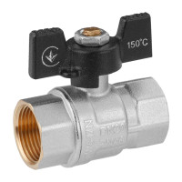Кран кульовий Kroner 3/4" ВВ PN40 метелик, нікельований (CV033209)