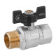 Кран шаровый Kroner 3/4" ВН PN40 бабочка, никелированная (CV033210)