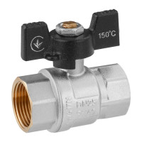 Кран шаровый Kroner 1" ВВ PN40 бабочка, никелированная (CV033211)