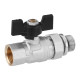 Кран-американка шаровая прямая Kroner 1/2" ВН PN40 бабочка, никелированная (CV033220)