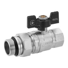 Кран-американка шаровая прямая Kroner 3/4" ВН PN40 бабочка, никелированная (CV033221)