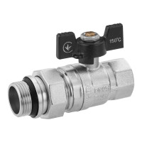 Кран-американка кульовий прямий Kroner 1" ВЗ PN40 метелик, нікельований (CV033222)