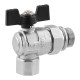 Кран-американка шаровая угловая Kroner 3/4" ВН PN40 бабочка, никелированная (CV033224)