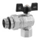 Кран-американка шаровая угловая Kroner 3/4" ВН PN40 бабочка, никелированная (CV033224)