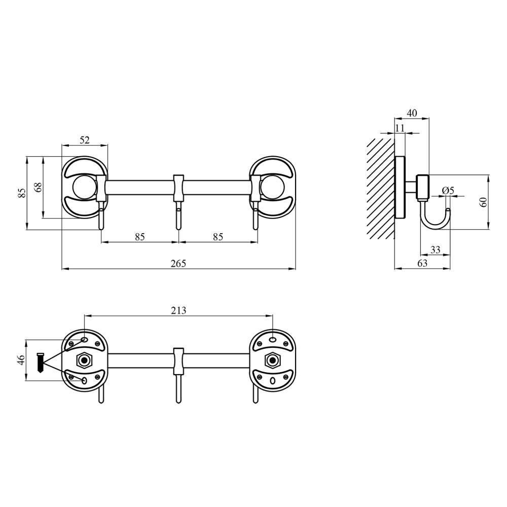 Крючок для ванной комнаты Kroner KRM Elbe - ACC2914-3 CV022875