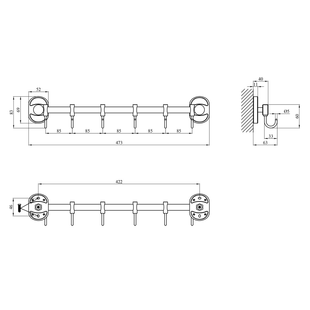 Гачок для ванної кімнати Kroner KRM Elbe - ACC2914-6 CV022878
