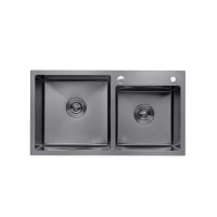 Кухонна мийка Kroner KRP Schwarze - 7843ZHM PVD (3,0/1,0 мм) (CV022797)