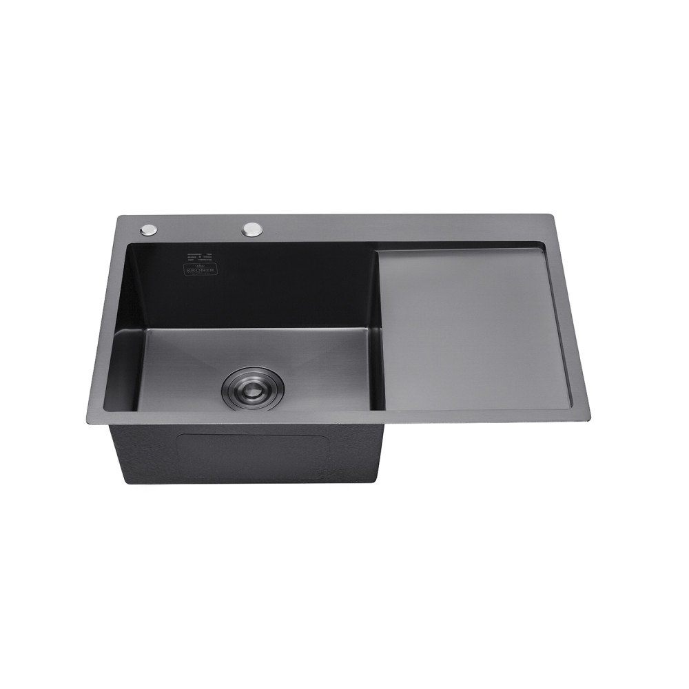 Кухонна мийка Kroner KRP Schwarze - 7849LHM PVD (3,0/1,0 мм) CV025278