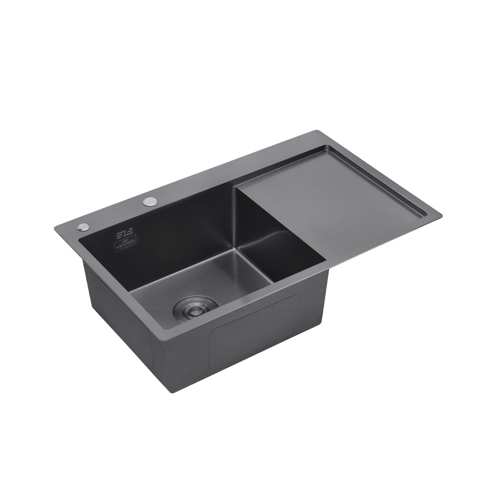 Кухонна мийка Kroner KRP Schwarze - 7849LHM PVD (3,0/1,0 мм) CV025278