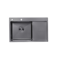 Кухонна мийка Kroner KRP Schwarze - 7849LHM PVD (3,0/1,0 мм) (CV025278)