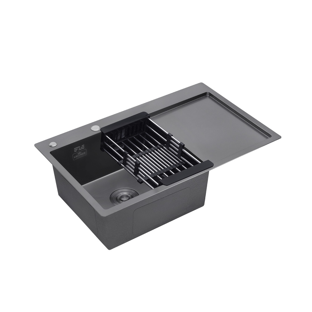 Кухонна мийка Kroner KRP Schwarze - 7849LHM PVD (3,0/1,0 мм) CV025278