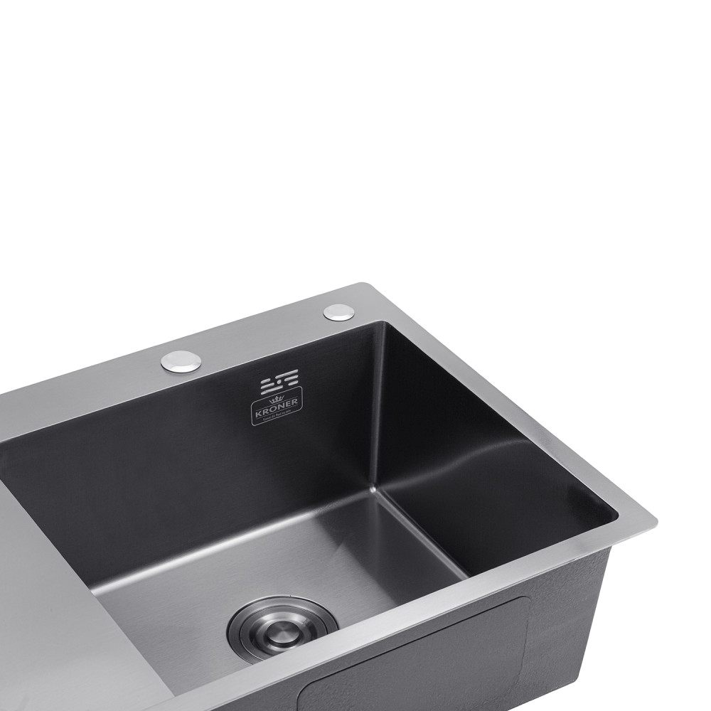Кухонна мийка Kroner KRP Schwarze - 7849RHM PVD (3,0/1,0 мм) CV025279