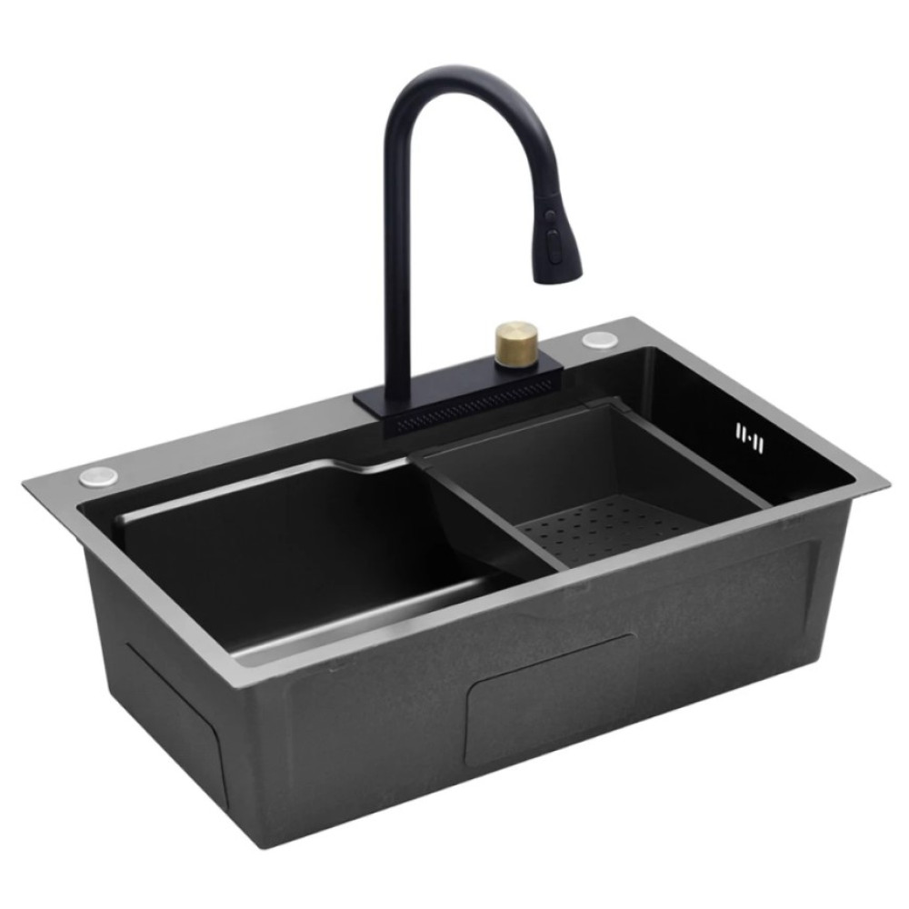 Кухонна мийка Kroner KRP Schwarze - SET7546HM PVD (3.0/0.7 мм) (CV032277)