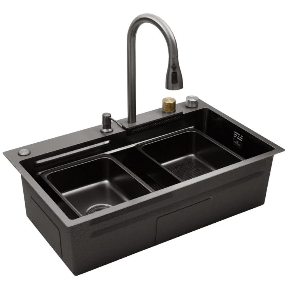 Кухонна мийка Kroner KRP Schwarze - SET7545HM PVD (3.0/0.8 мм) (CV033382)