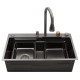 Кухонна мийка Kroner KRP Schwarze - SET7545HM PVD (3.0/0.8 мм) (CV033382)
