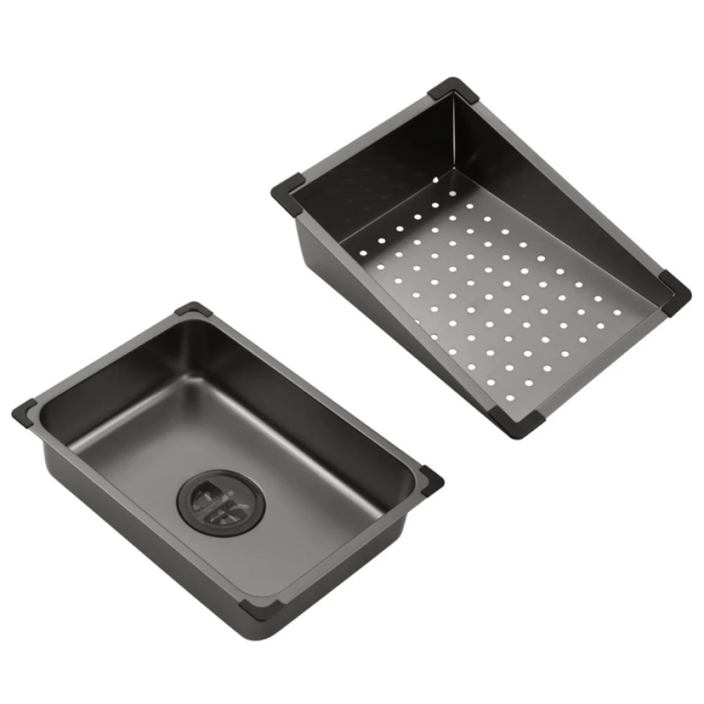 Кухонна мийка Kroner KRP KRP Schwarze - SET7545NB PVD (3.0/0.8 мм) (CV033805)