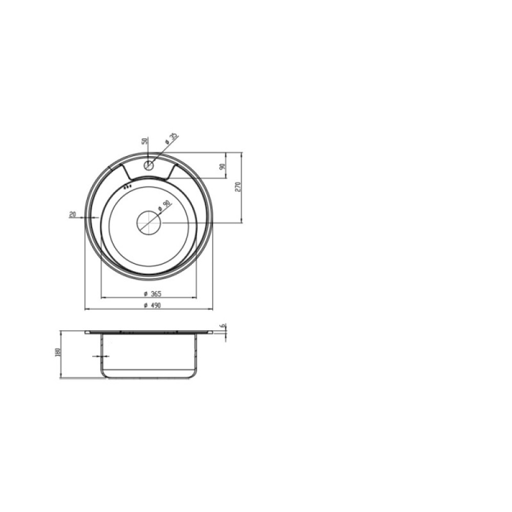 Кухонна мийка Kroner KRP Dekor - 490 (0,6 мм) CV022761
