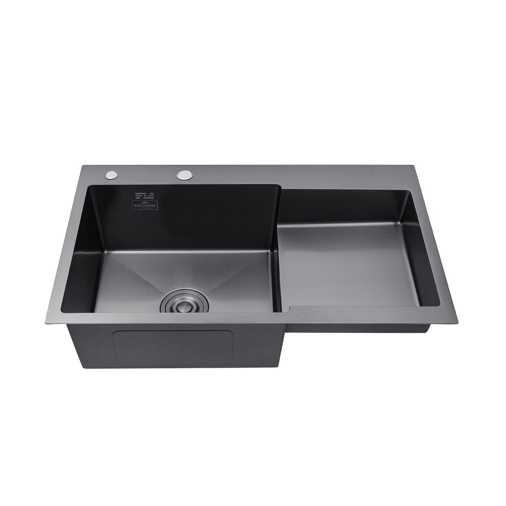 Кухонна мийка Kroner KRP PVD Schwarze - 7848LHM (3,0/1,0 мм) CV030023