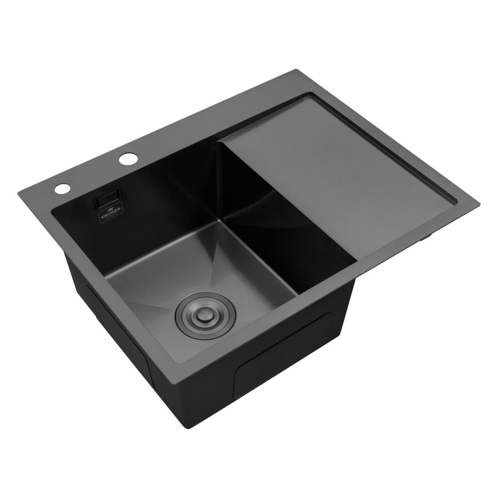 Кухонна мийка Kroner KRP Schwarze - 6350LHM PVD (3.0/1.0 мм) (CV031322)