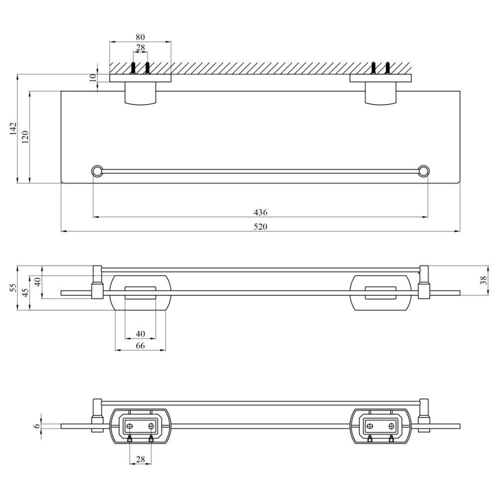 Полка для ванной комнаты Kroner KRP Graz - C95611 (CV024733)