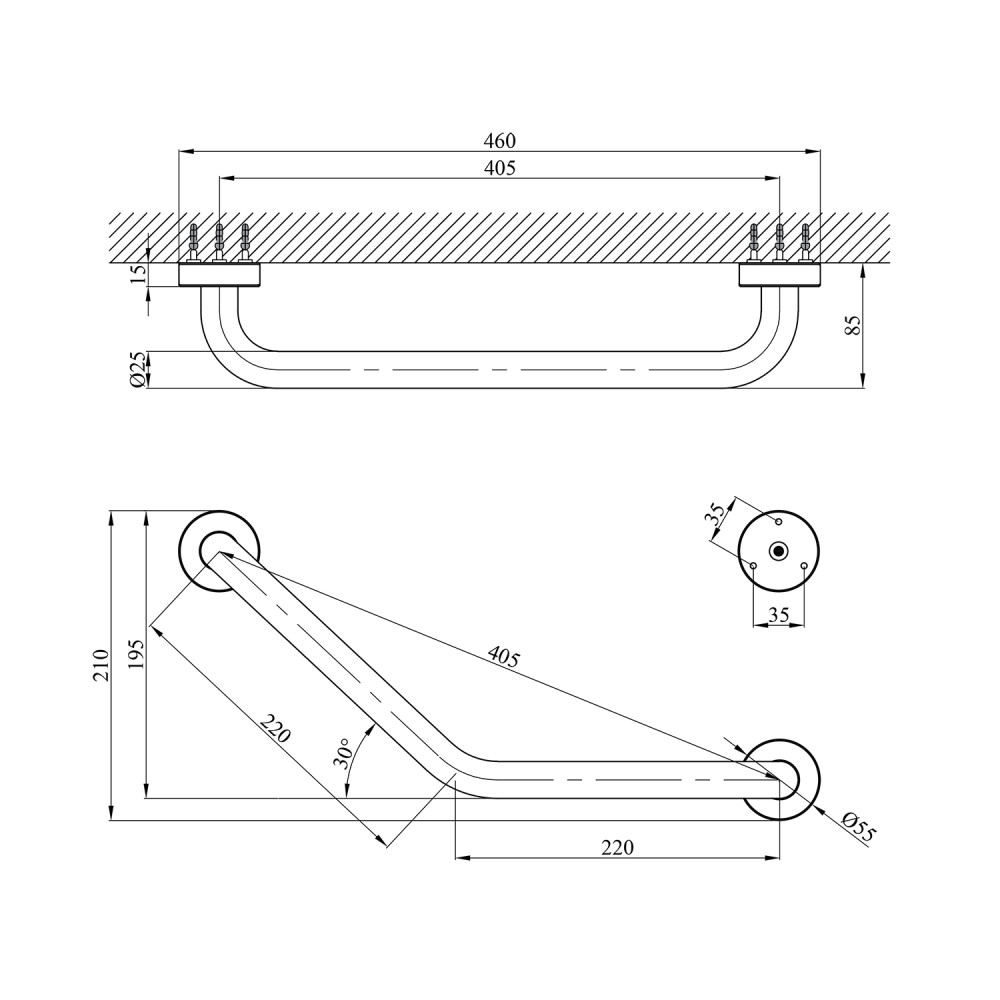 Поручень для ванной угловой Kroner KRM Rizze - ACC3517 CV022918
