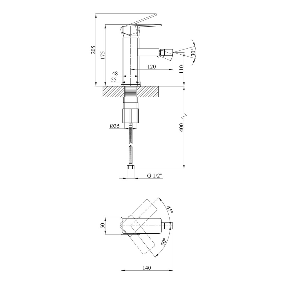 Смеситель для биде Kroner KRM Ems - C020 CV012073
