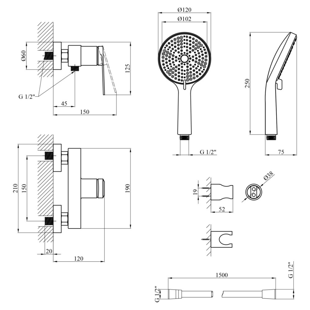 Смеситель для душа Kroner Element 211411-5301 (CV035966)