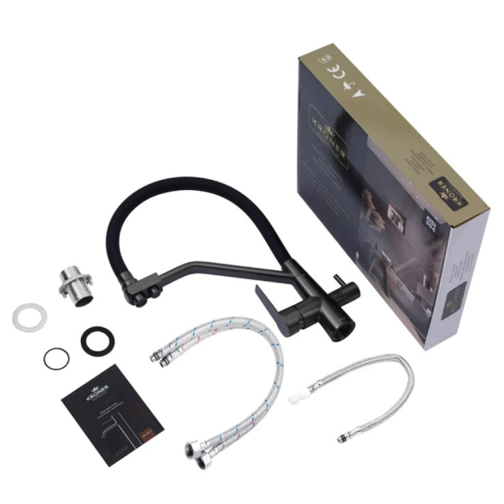 Змішувач для кухні з підключенням до фільтра Kroner KRP Edelstahl Klassisch - PVD03817BLK