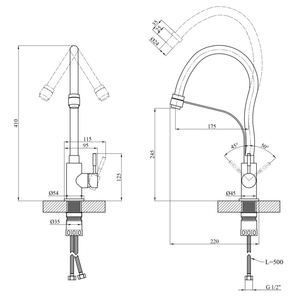 Змішувач для кухні Kroner Element 211512B-0101 (CV035980)