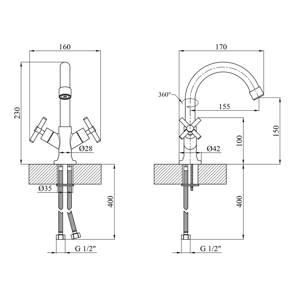 Смеситель для раковины Kroner KRM Aller - C010 CV012063