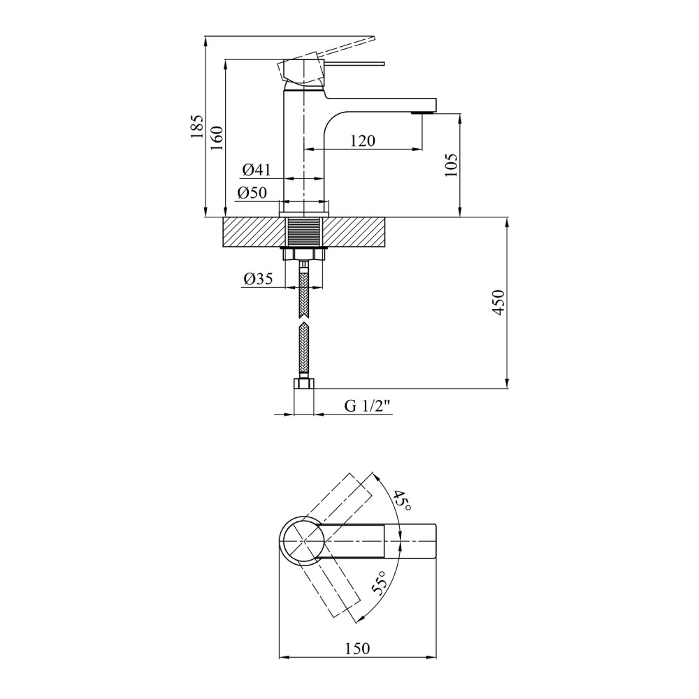 Змішувач для раковини Kroner KRM Basis - C010 CV024300