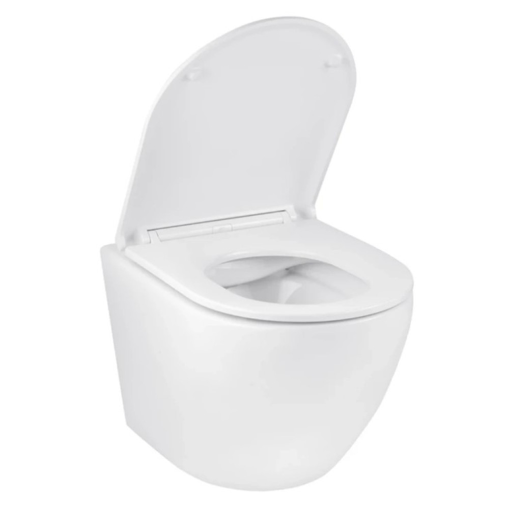 Унітаз підвісний безобідковий Kroner Harz WHI493736 RIMLESS з сидінням Slim Duroplast / Soft-close / Quick relase (KH493736WHIR)