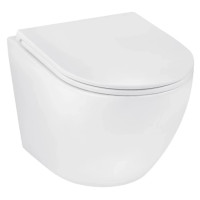 Унітаз підвісний безобідковий Kroner Harz WHI493736 RIMLESS з сидінням Slim Duroplast / Soft-close / Quick relase (KH493736WHIR) (CV029609)