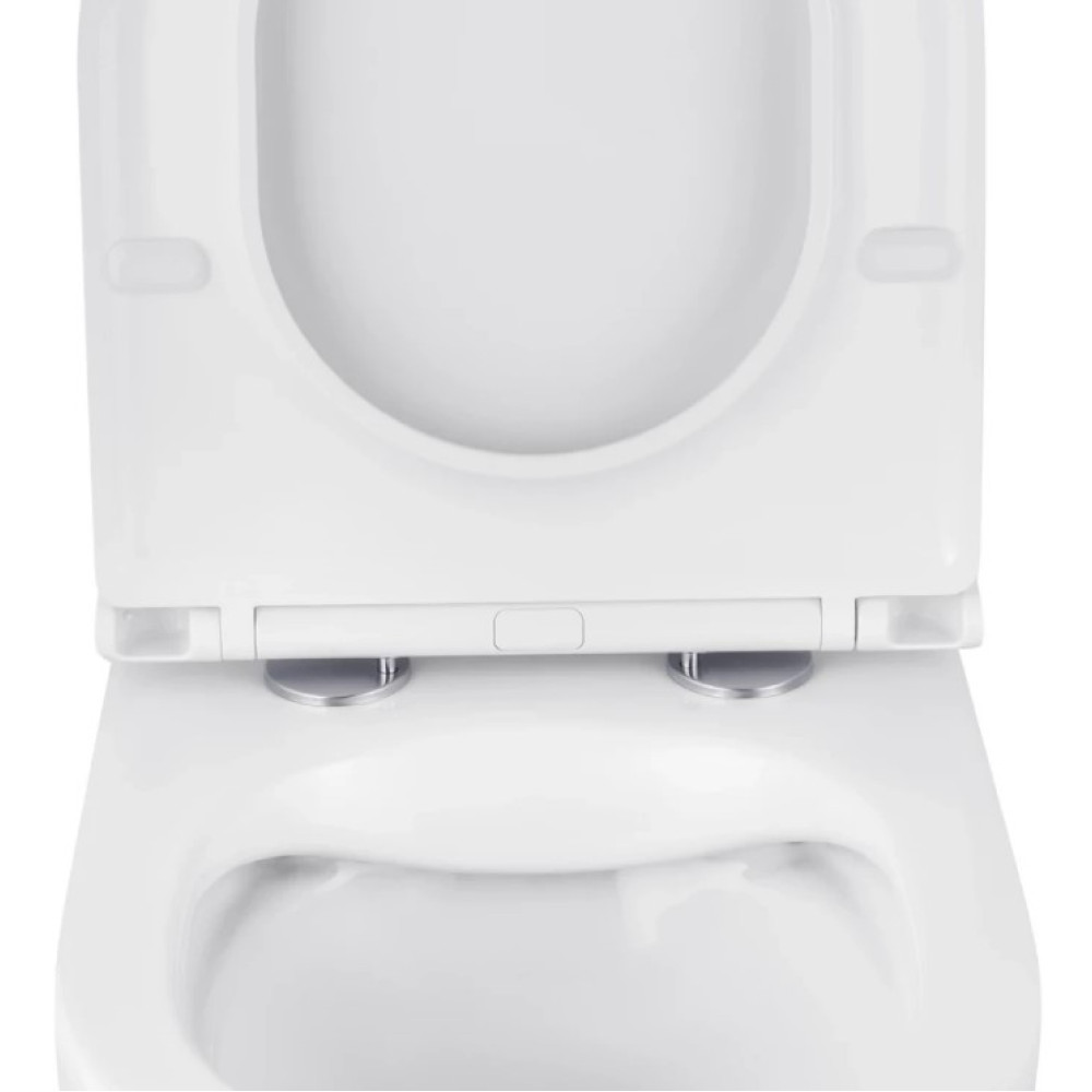 Унітаз підвісний безобідковий Kroner Harz WHI493736 RIMLESS з сидінням Slim Duroplast / Soft-close / Quick relase (KH493736WHIR)