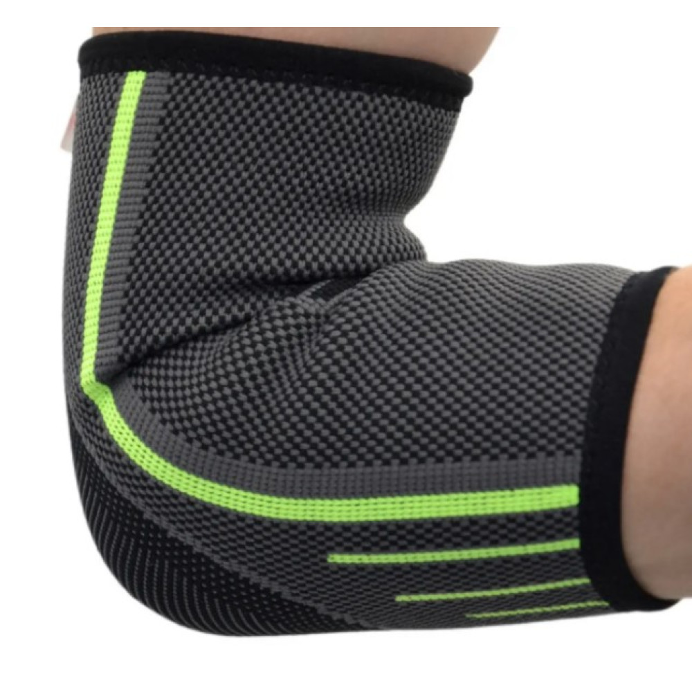 Компресійний налокітник MadMax MFA-283 3D Compressive elbow support Dark grey/Neon green S  (1 шт) (MFA-283_S)