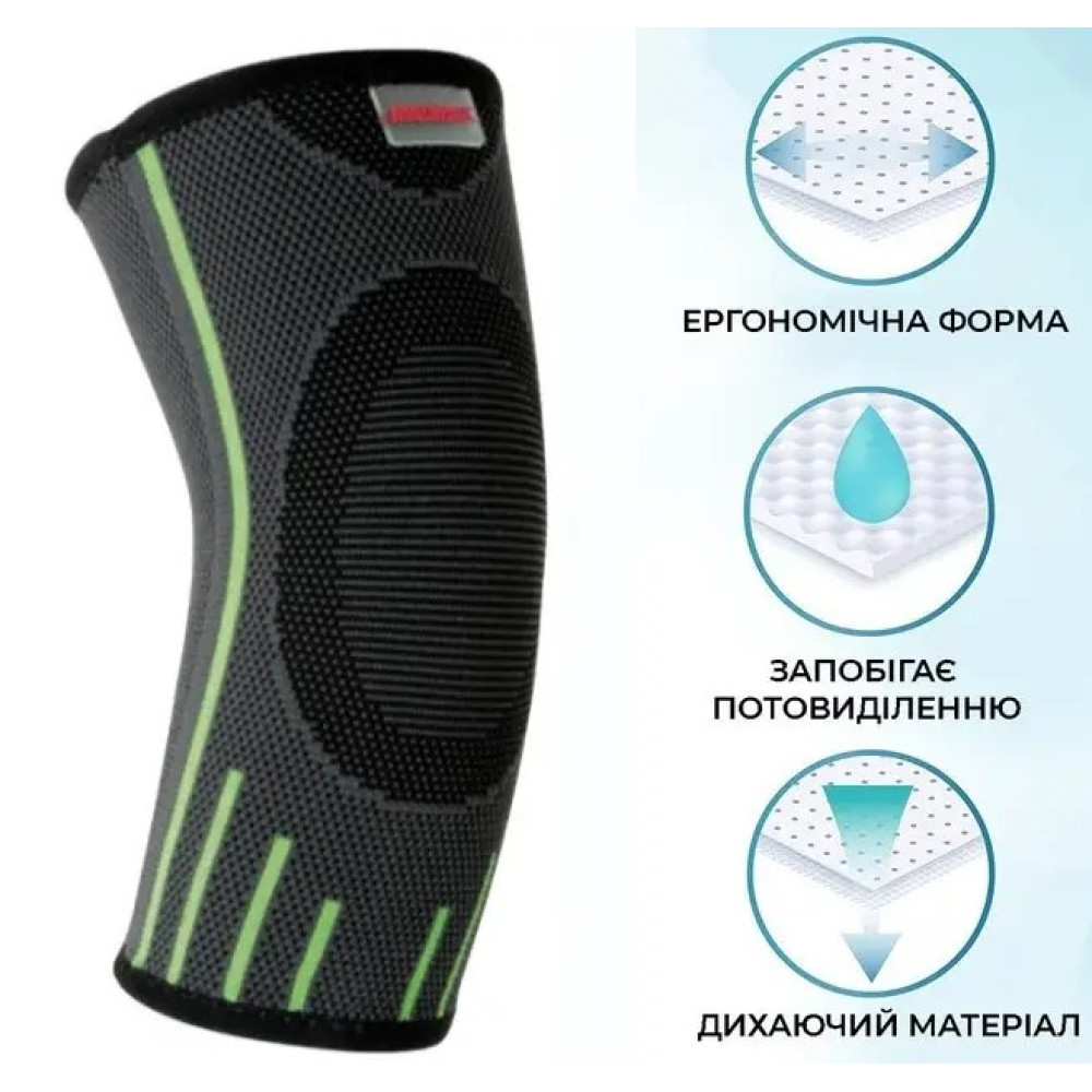 Компресійний налокітник MadMax MFA-283 3D Compressive elbow support Dark grey/Neon green S  (1 шт) (MFA-283_S)