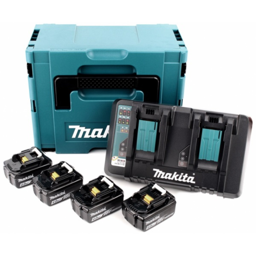 Набор аккумуляторов + зарядное устройство Makita LXT BL1840 x 4шт (18В, 4Ач) 197156-9