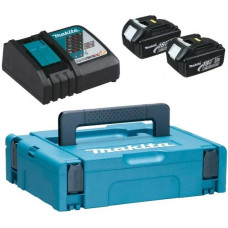 Набор аккумуляторов + зарядное устройство для Makita LXT BL1830 x 2 шт, DC18RC, Makpac 1 197952-5
