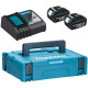 Набір акумуляторів + зарядний пристрій Makita LXT BL1830 x 2 шт, DC18RC, Makpac 1 197952-5
