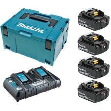 Набор аккумуляторов Makita LXT BL1850B x 4 шт, DC18RD, Makpac 3 MKP3PT184